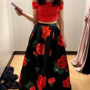 B Darlin 2 piece red/black prom dress